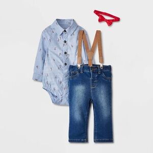 Christmas Candy Cane 3pc Suspender Set - Cat & Jack nwt Blue